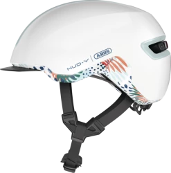 Abus Casque à Visière Design Et Réglable Hud Y (5 Modèles) -VÉLOS ÉLECTRIQUES casque velo femme visiere original abus hud y flower white