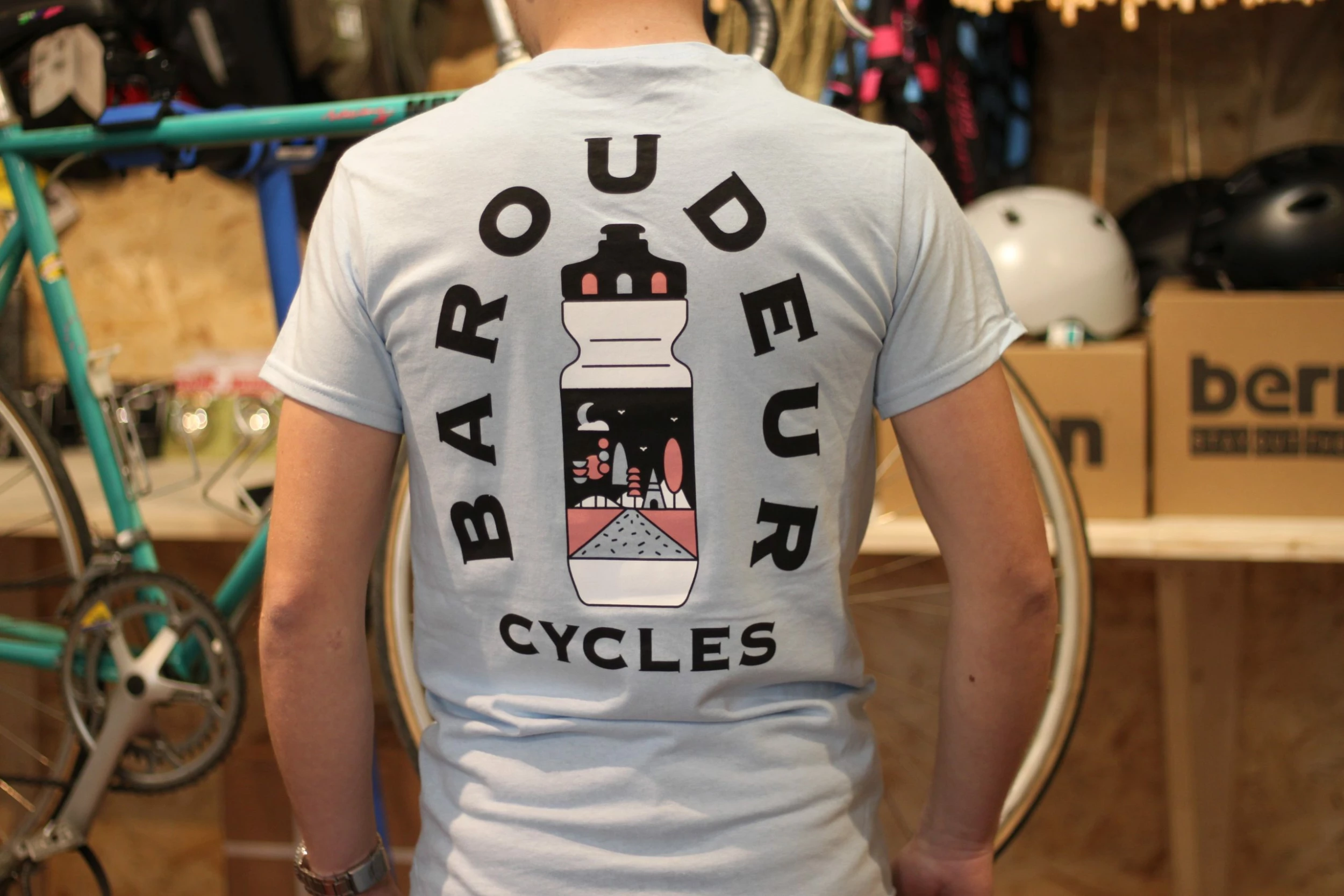 Baroudeur Cycles T-Shirt "Bidon" Bleu 1 Baroudeur Cycles T-Shirt "Bidon" Bleu